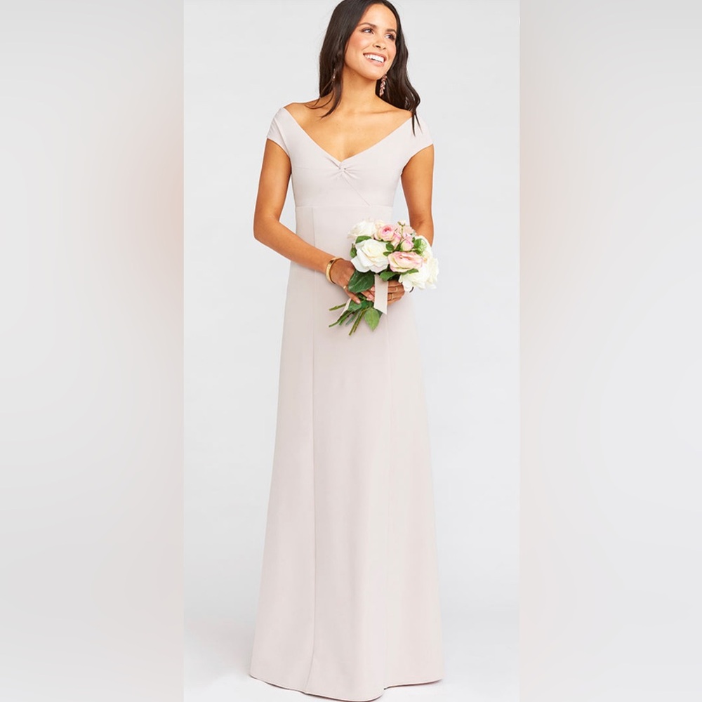 NWT XS Mumu weddings Zurich knot gown dress show me the ring stretch cre…